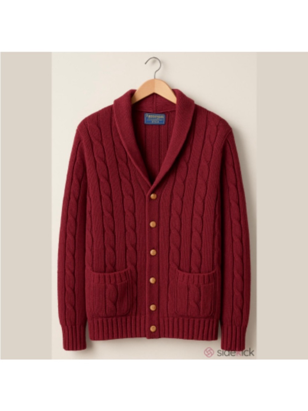 Charter Club Men's Cable-Knit Shawl Collar Cardigan - Wine Wool Large
